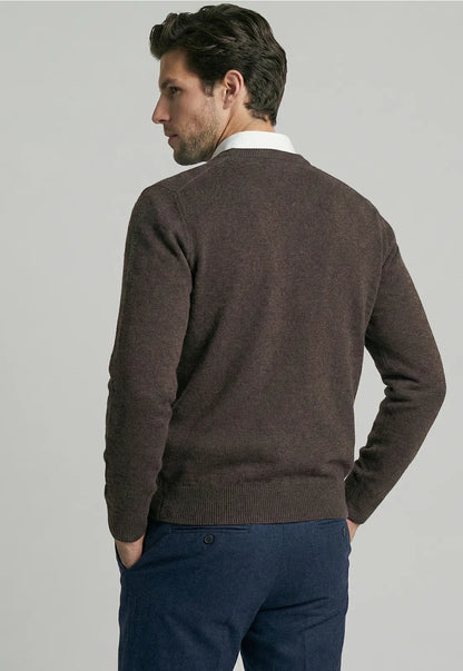Sweater Hombre Atlanta V-Neck Brown Melange