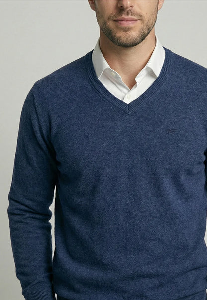 Sweater Hombre Atlanta V-Neck Indigo Melange