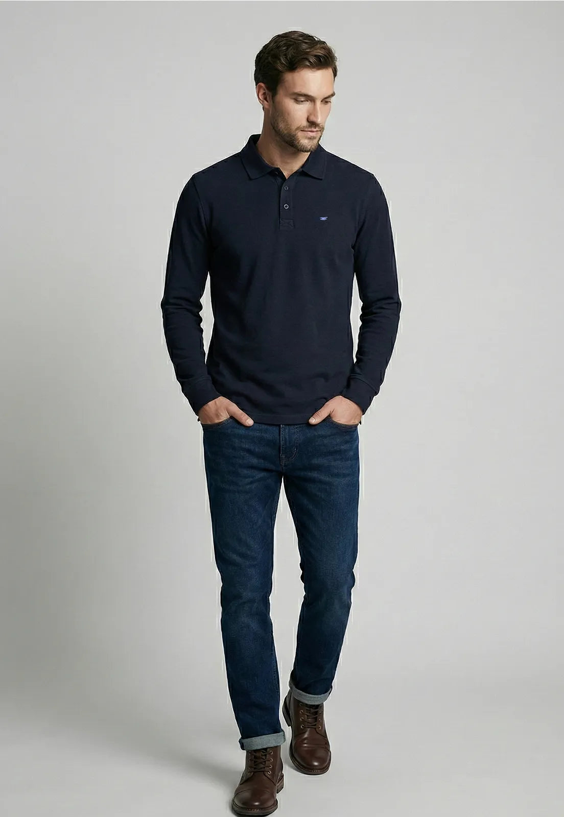 Polera Hombre Básica Pique Navy