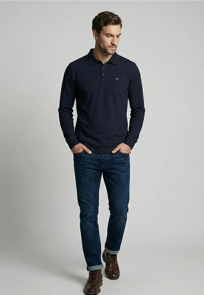 Polera Hombre Básica Pique Navy