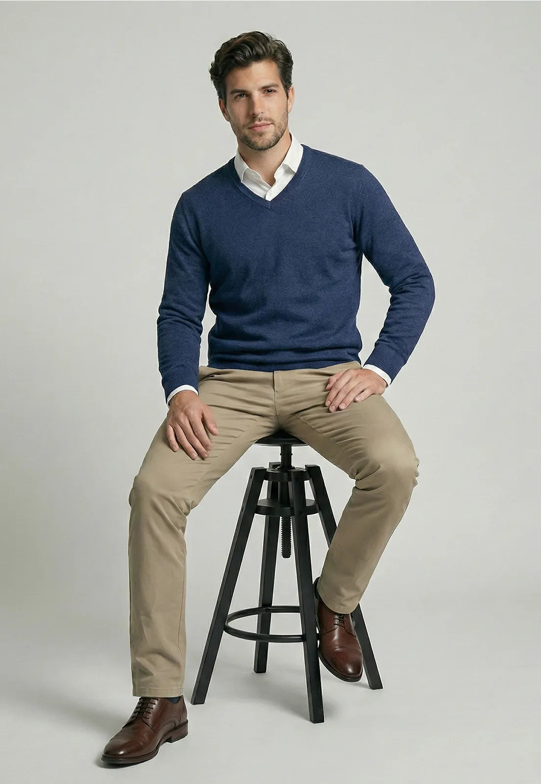 Sweater Hombre Atlanta V-Neck Indigo Melange