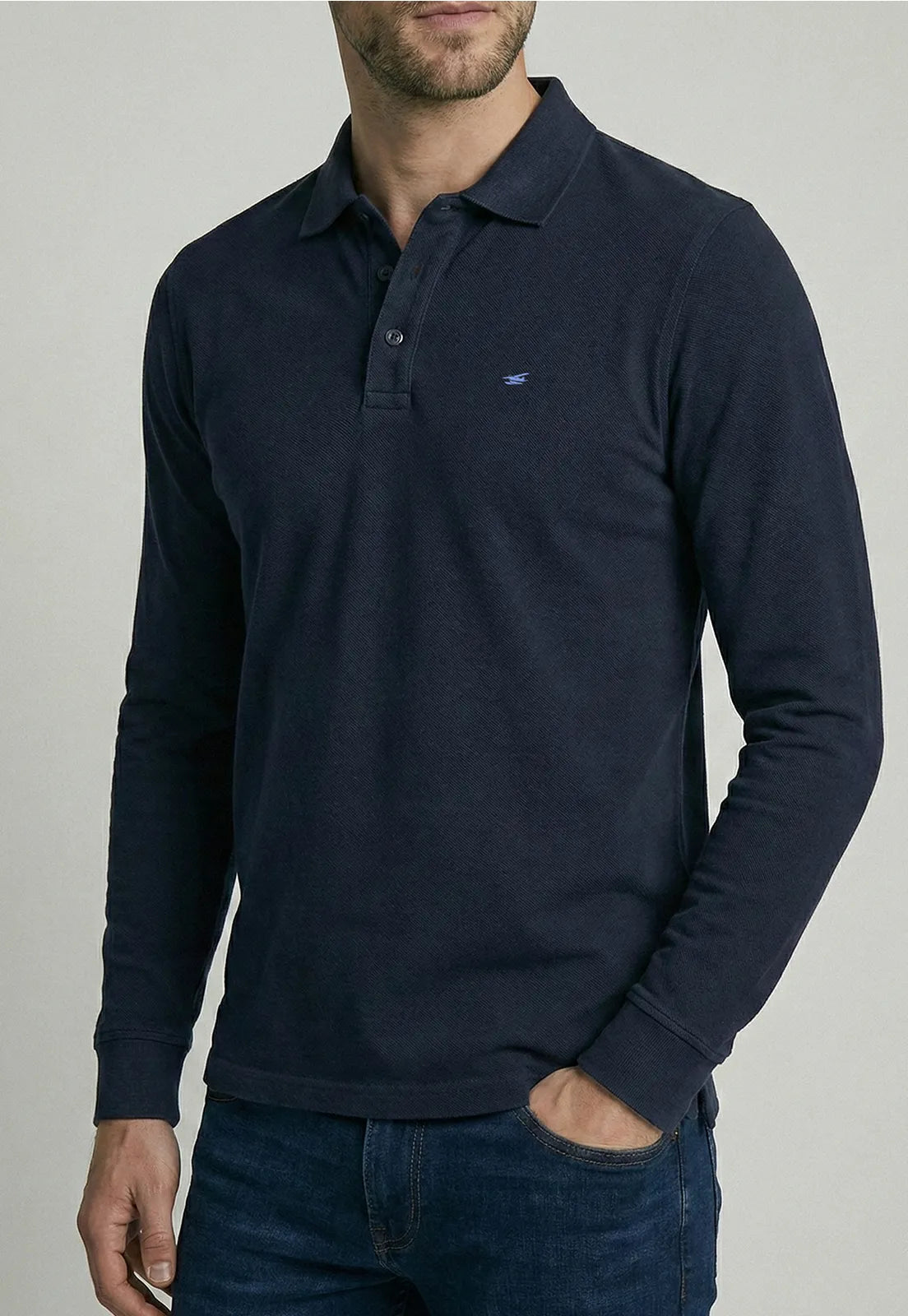 Polera Hombre Básica Pique Navy