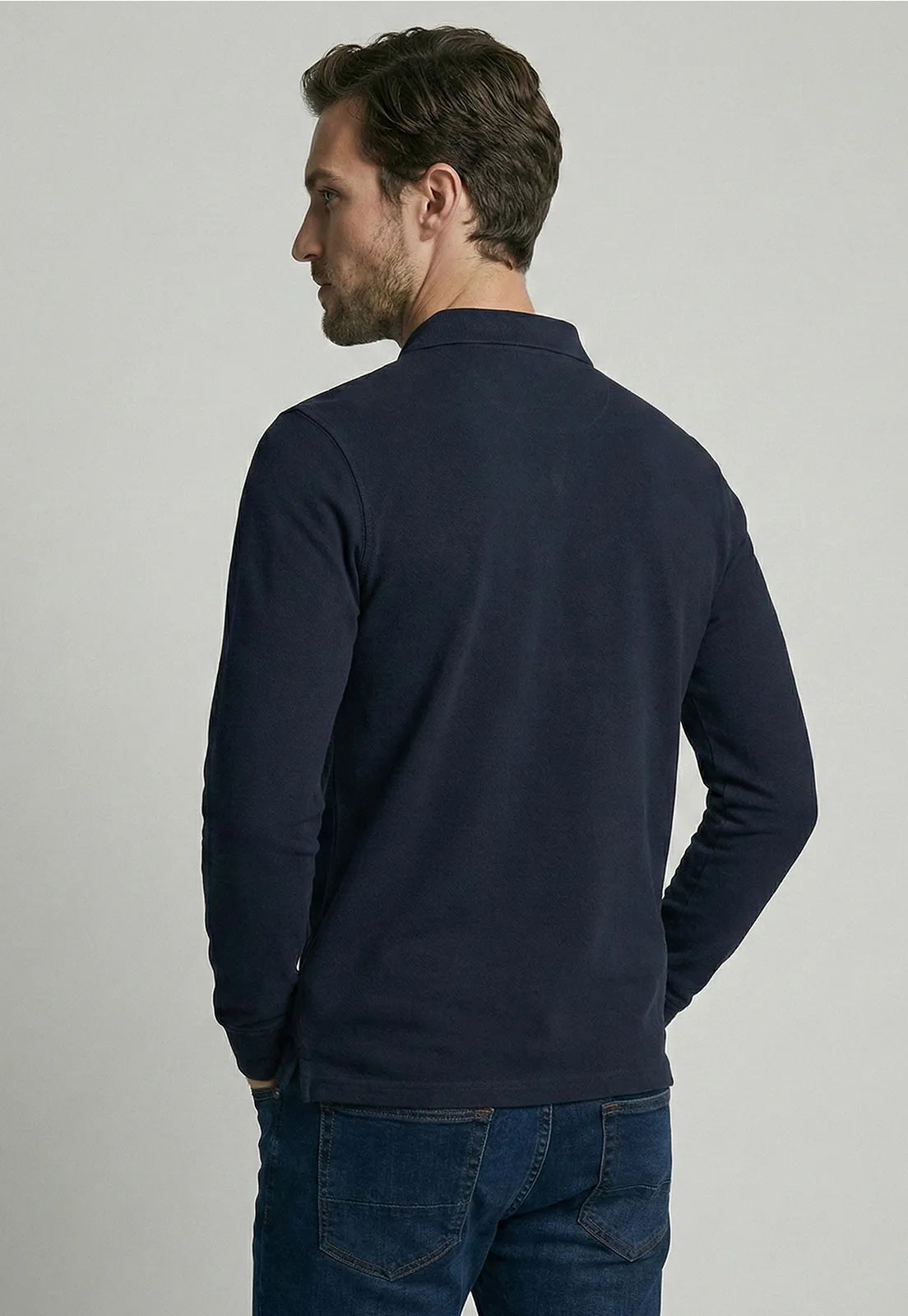Polera Hombre Básica Pique Navy