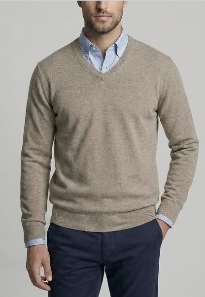 Sweater Hombre Atlanta V-Neck Dk Oyster Melange