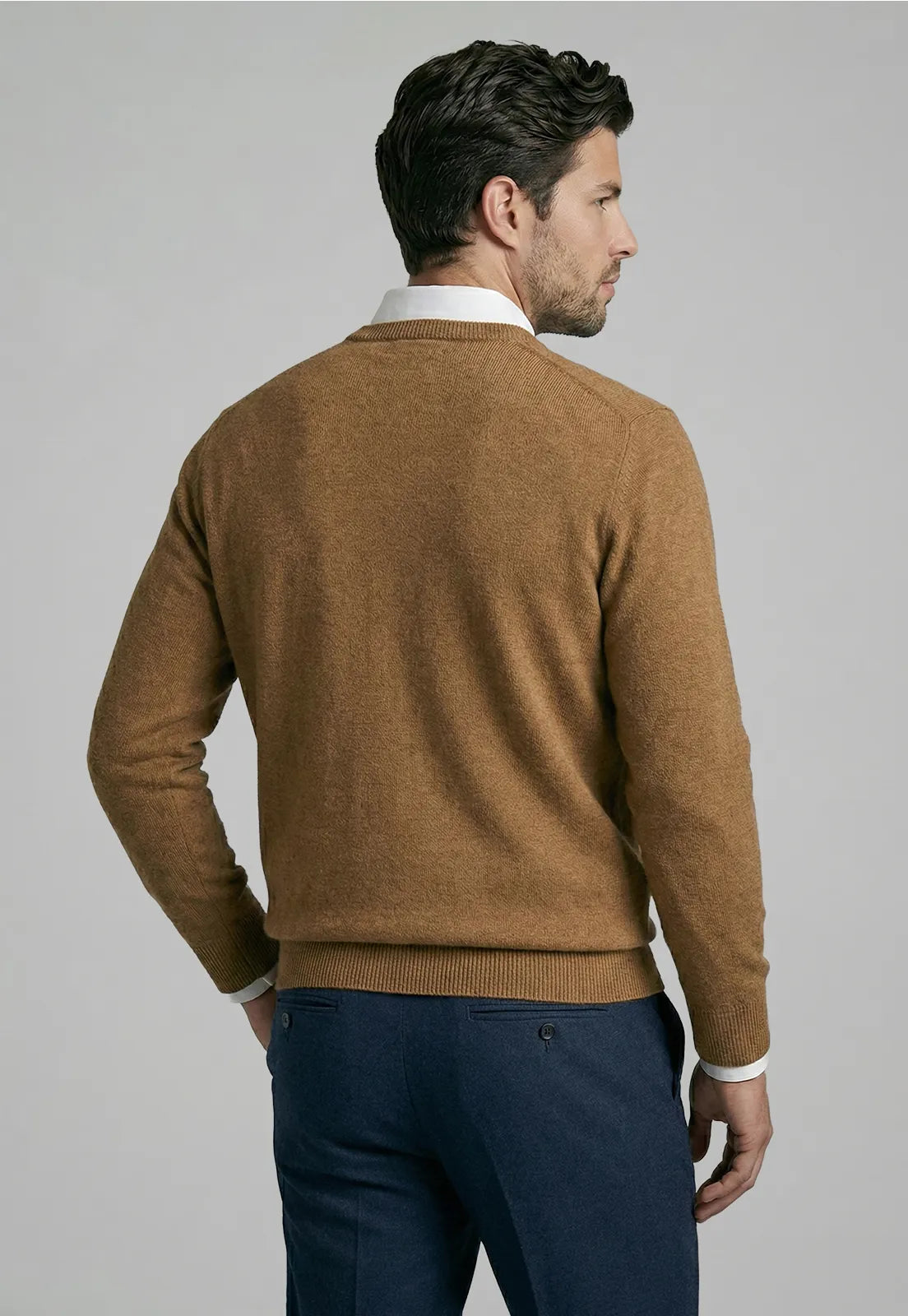 Sweater Hombre Atlanta V-Neck Lt Camel Melange