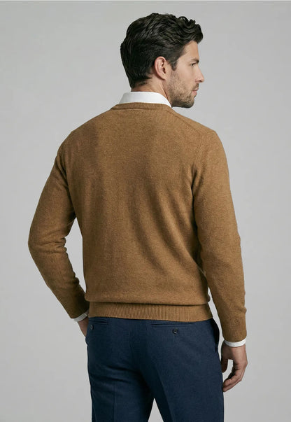 Sweater Hombre Atlanta V-Neck Lt Camel Melange