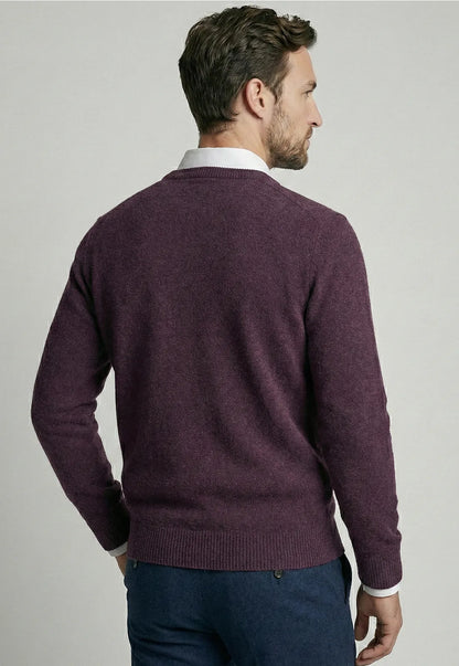 Sweater Hombre Atlanta V-Neck Burgundy Melange