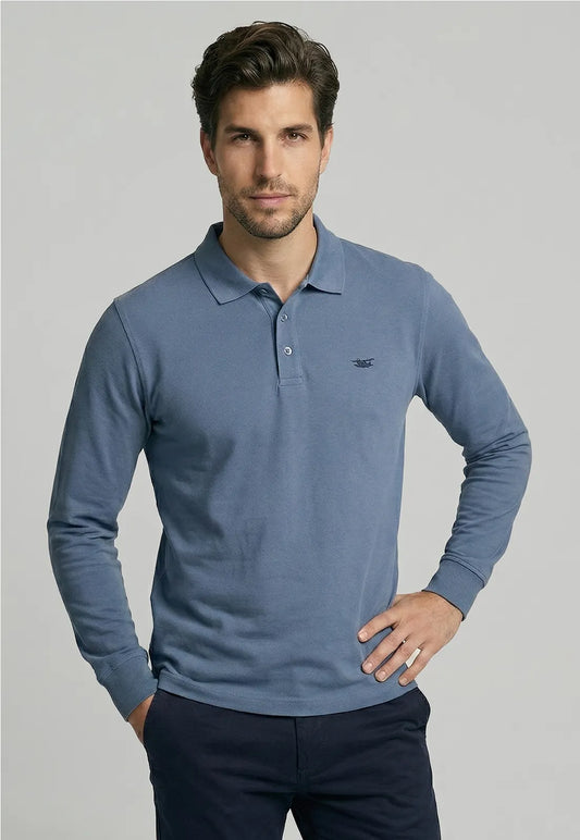 Poleras Hombre Basica Ml Pique Sky