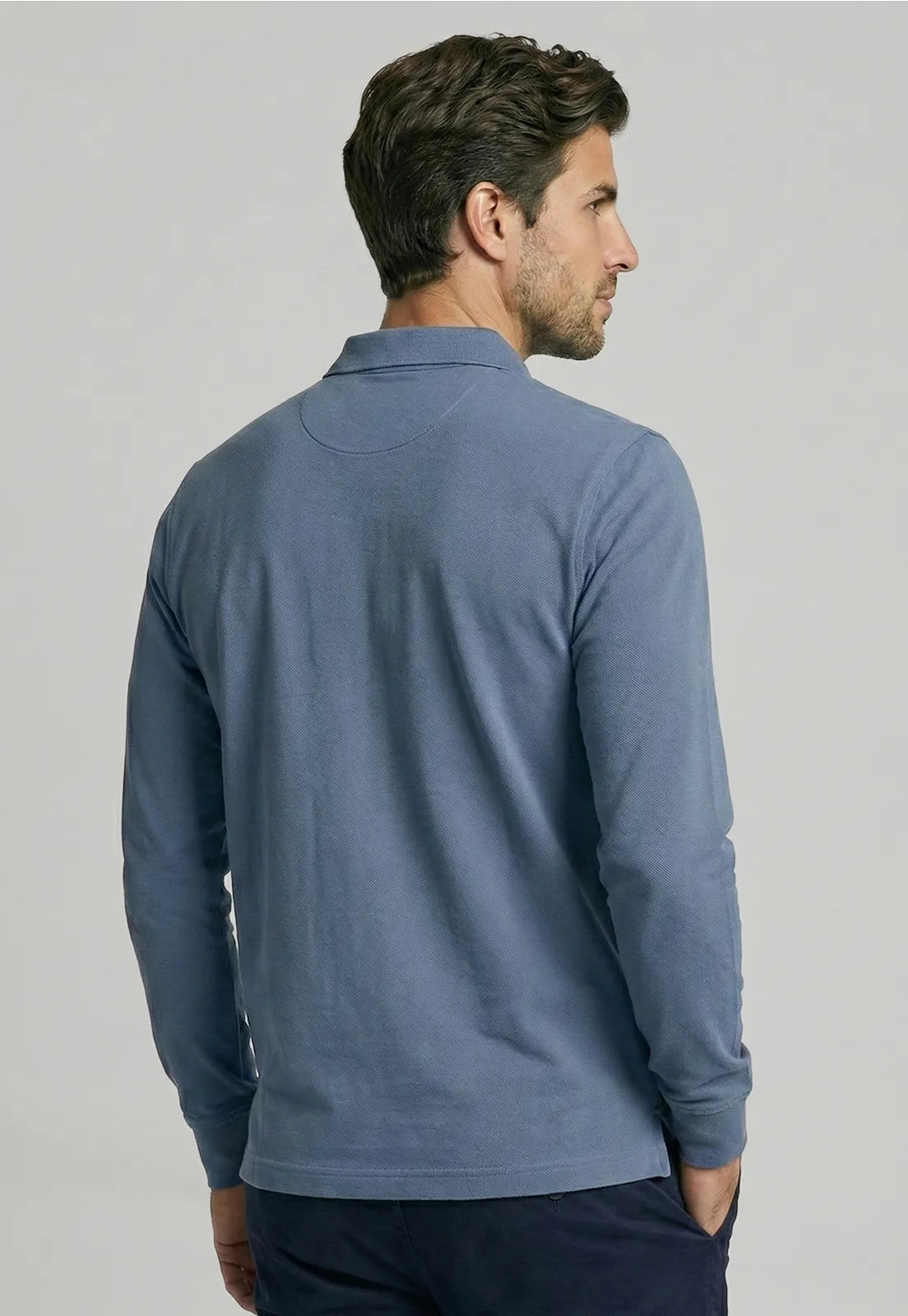 Poleras Hombre Basica Ml Pique Sky