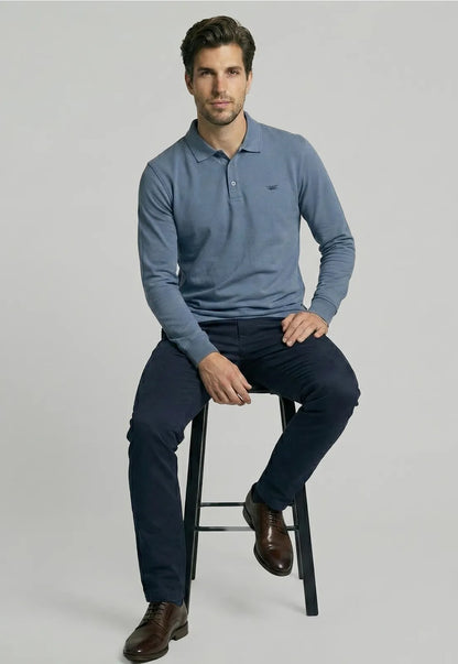 Poleras Hombre Basica Ml Pique Sky