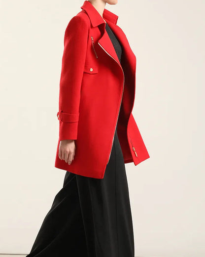 Abrigo Mujer Biker Muflon Rojo