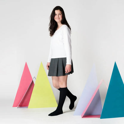 Calcetin Niña Largo Escolar Tripack Azul