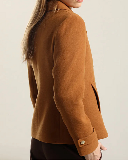 Chaqueta Mujer Cruzada Semi Recta Camel