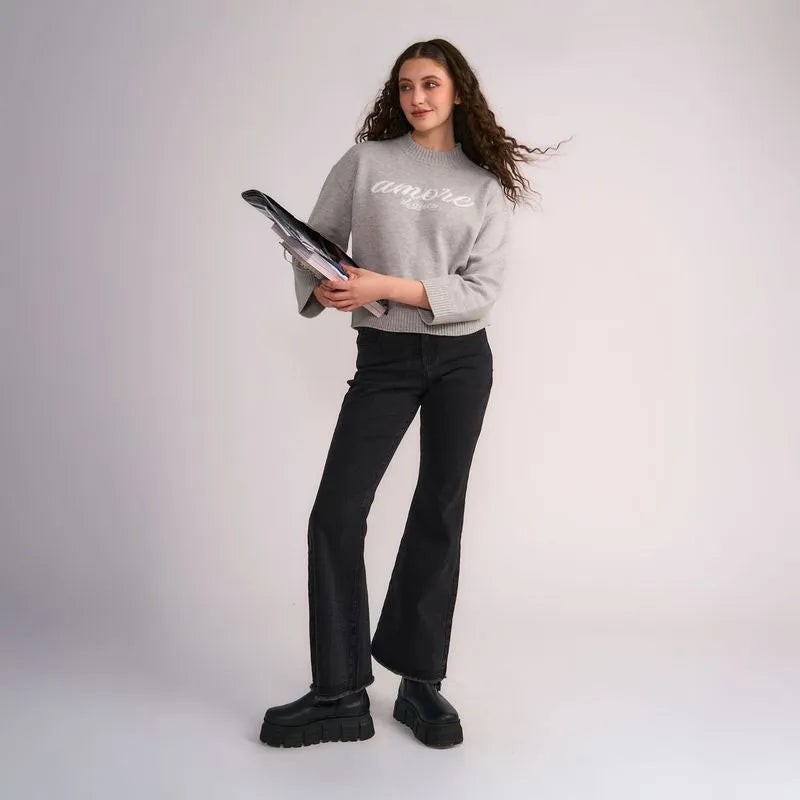 Jeans Mujer Bootcut Detalle Basta Gris Oscuro