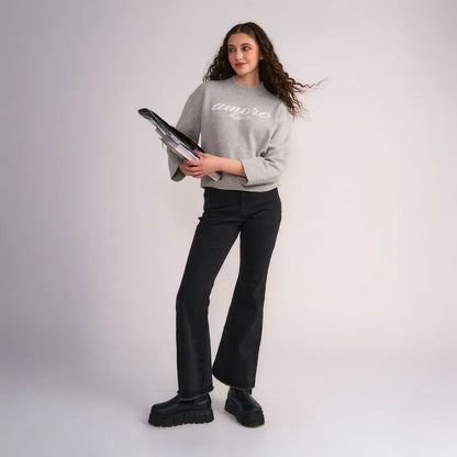 Jeans Mujer Bootcut Detalle Basta Gris Oscuro