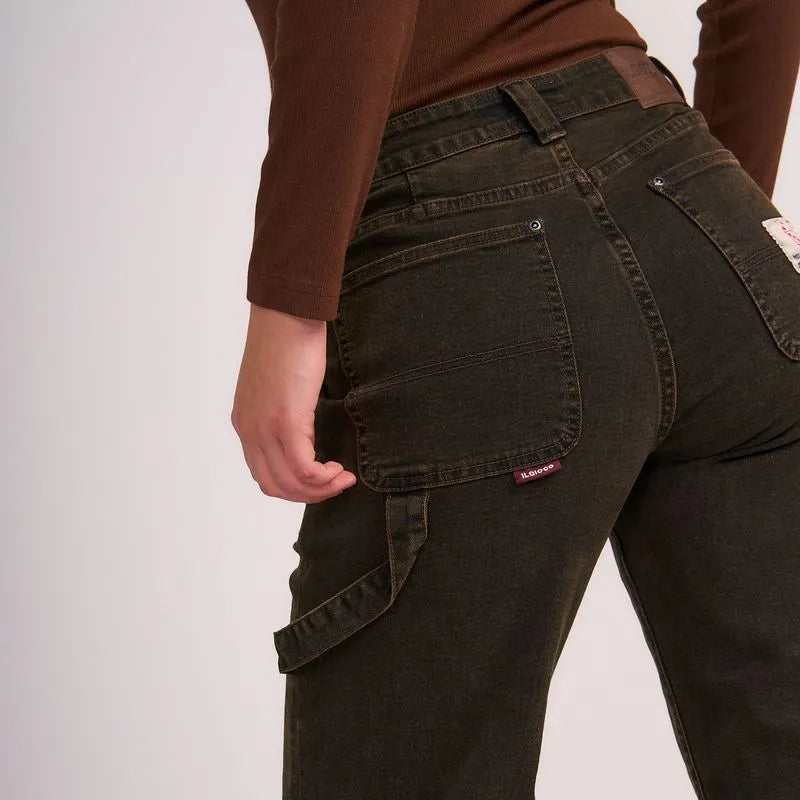 Jeans Mujer Carpenter Detalle Basta Café Oxidado