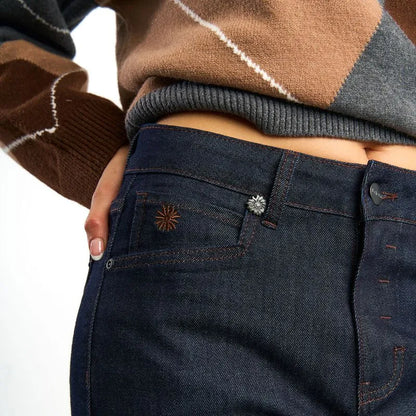 Jeans Mujer Wide Raw Azul