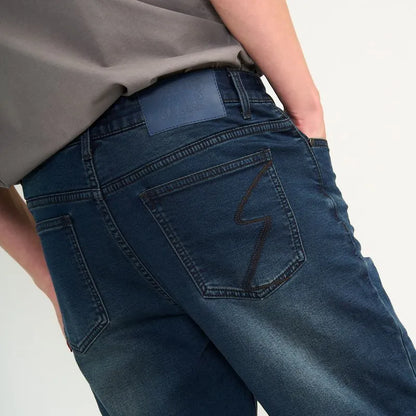Jeans Hombre Relaxed Oxidado Jogger Azul Oscuro