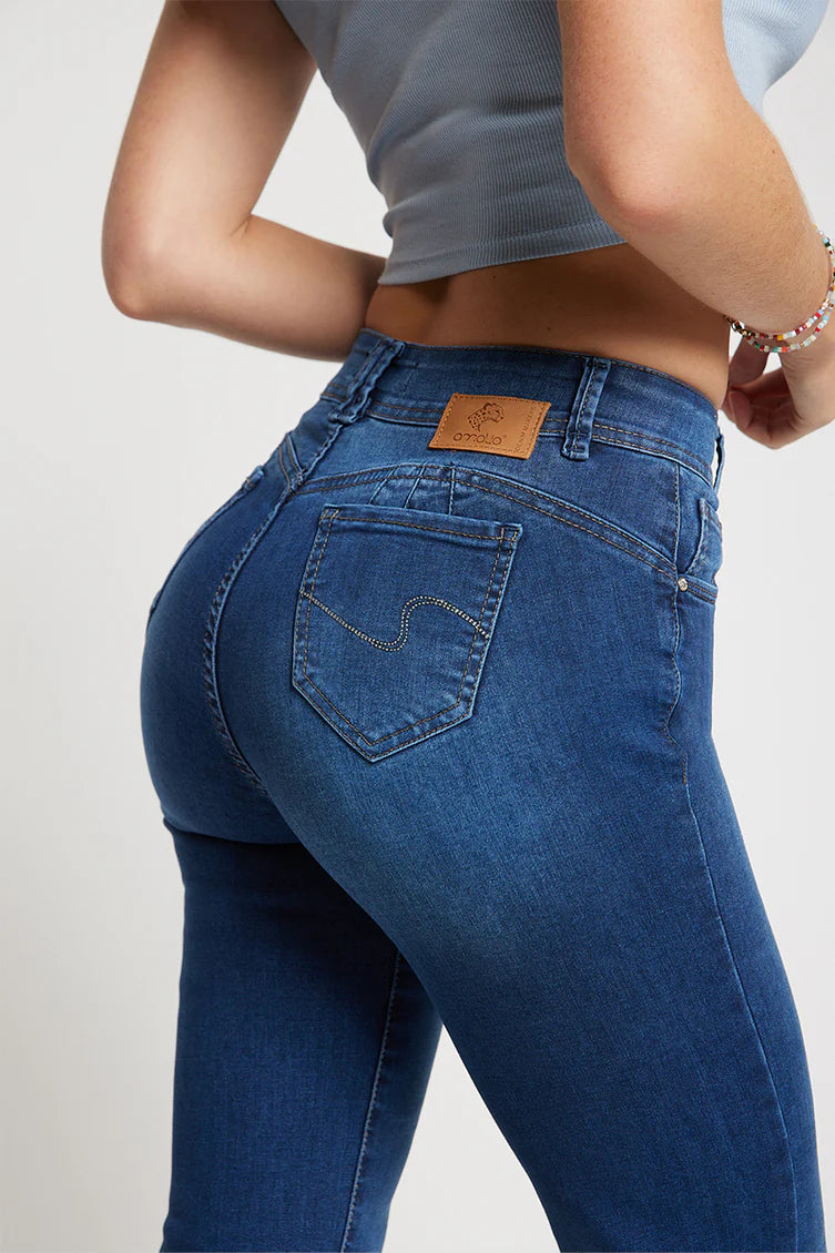 Jeans Mujer Tiro Alto Recto 2554 Azul