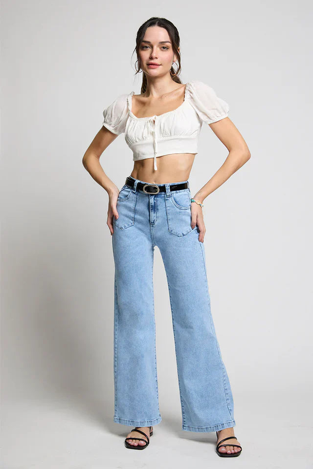 Jeans Mujer Wide Leg 5233 Celeste