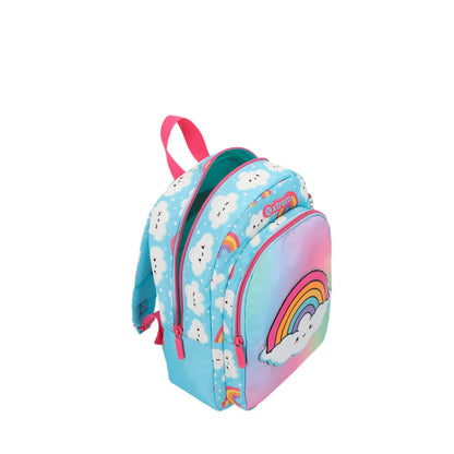 Mochila Escolar Niña Kinder Arcoíris Celeste