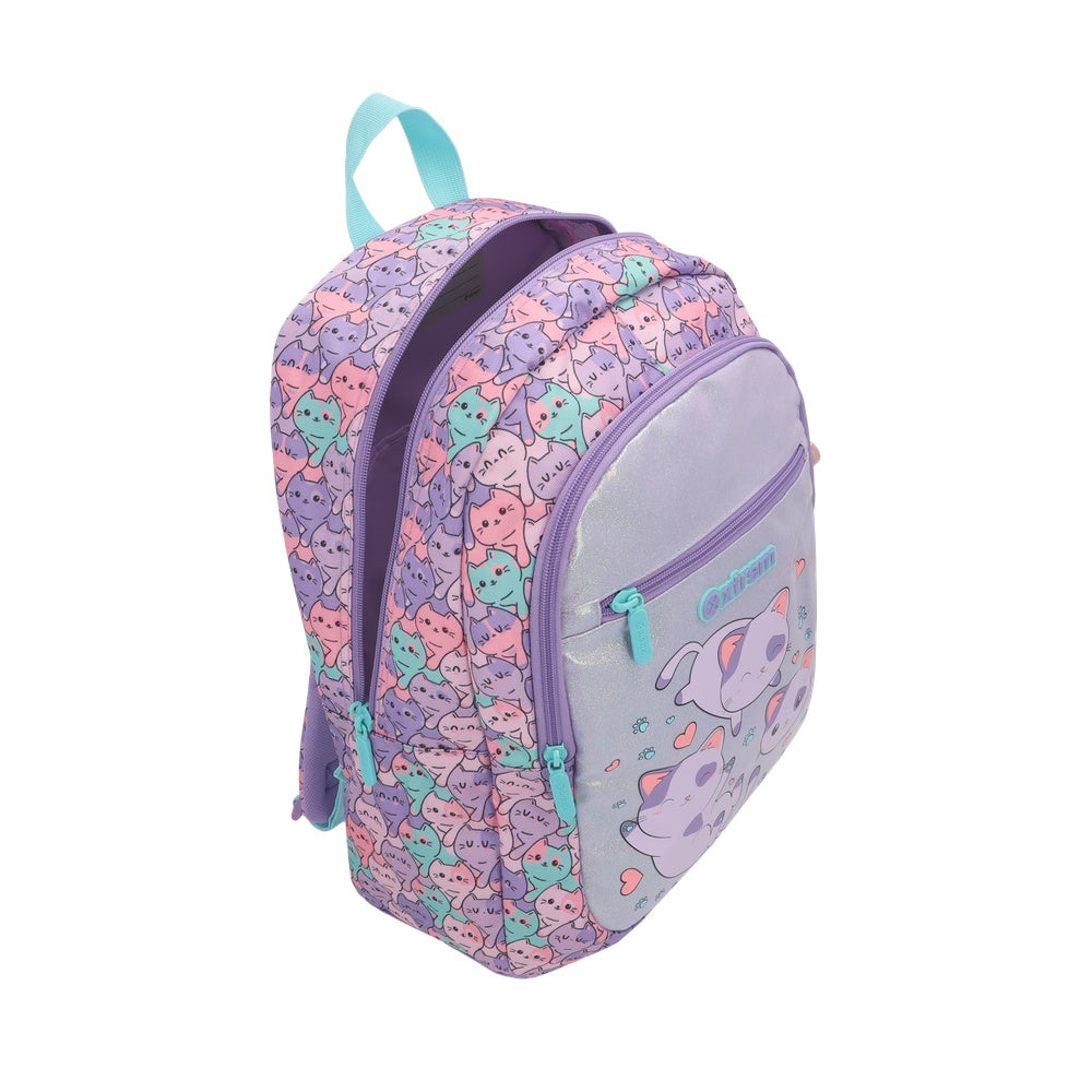 Mochila Escolar Niña Logan Gatos Lila