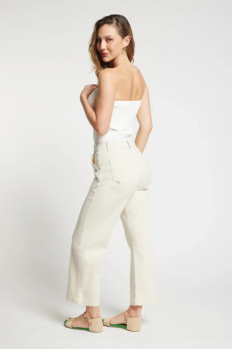 Pantalon Mujer Wide Leg Lino 5263 Beige