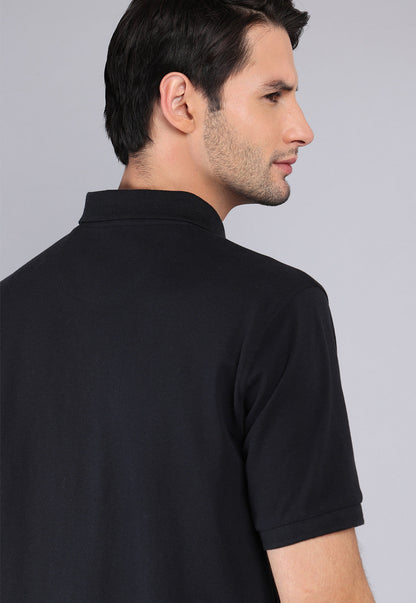 Polera Hombre Pique Manga Corta Negra