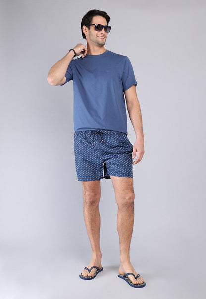 Short De Baño Hombre Print Azul
