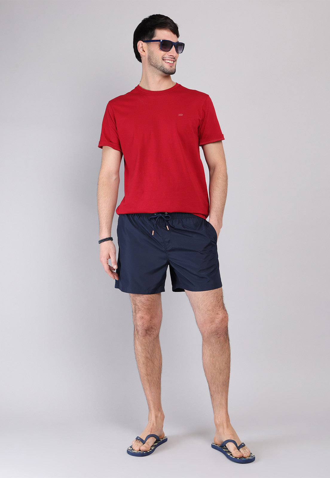 Short De Baño Liso Azul