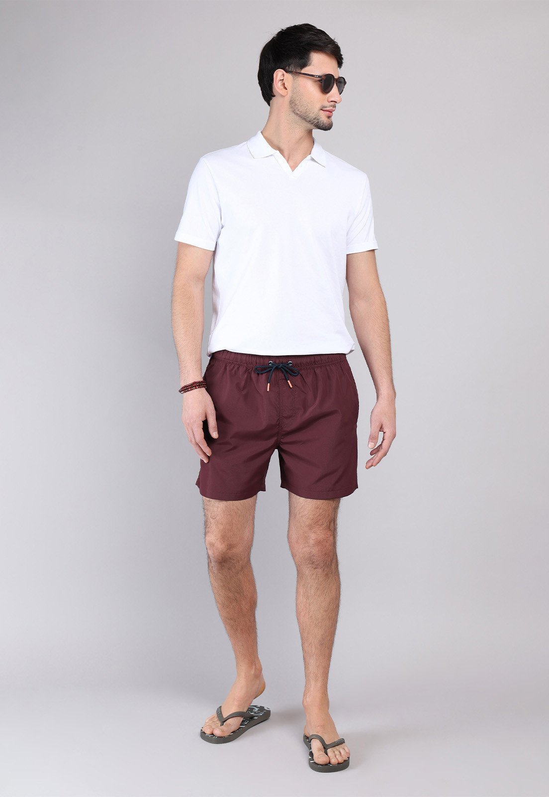 Short De Baño Liso Rojo