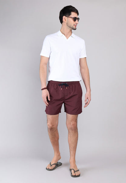 Short De Baño Liso Rojo