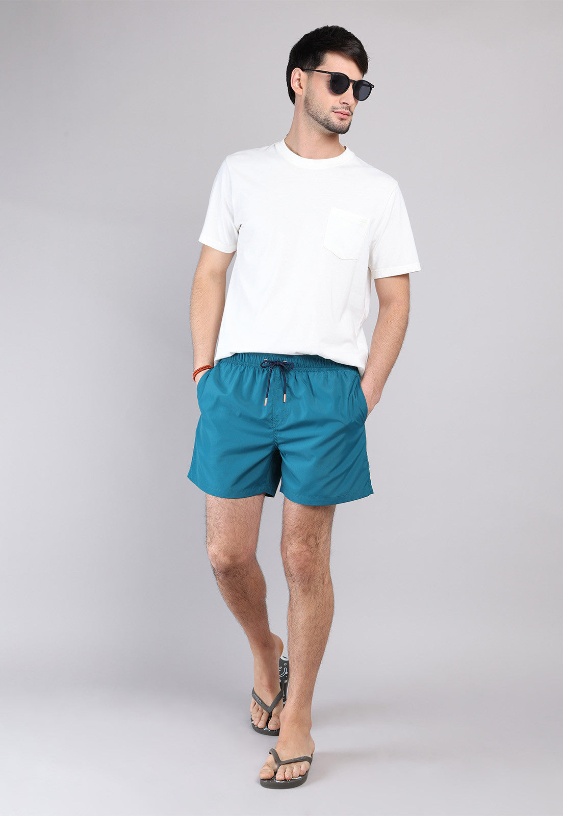 Short De Baño Liso Turquesa