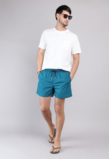 Short De Baño Liso Turquesa