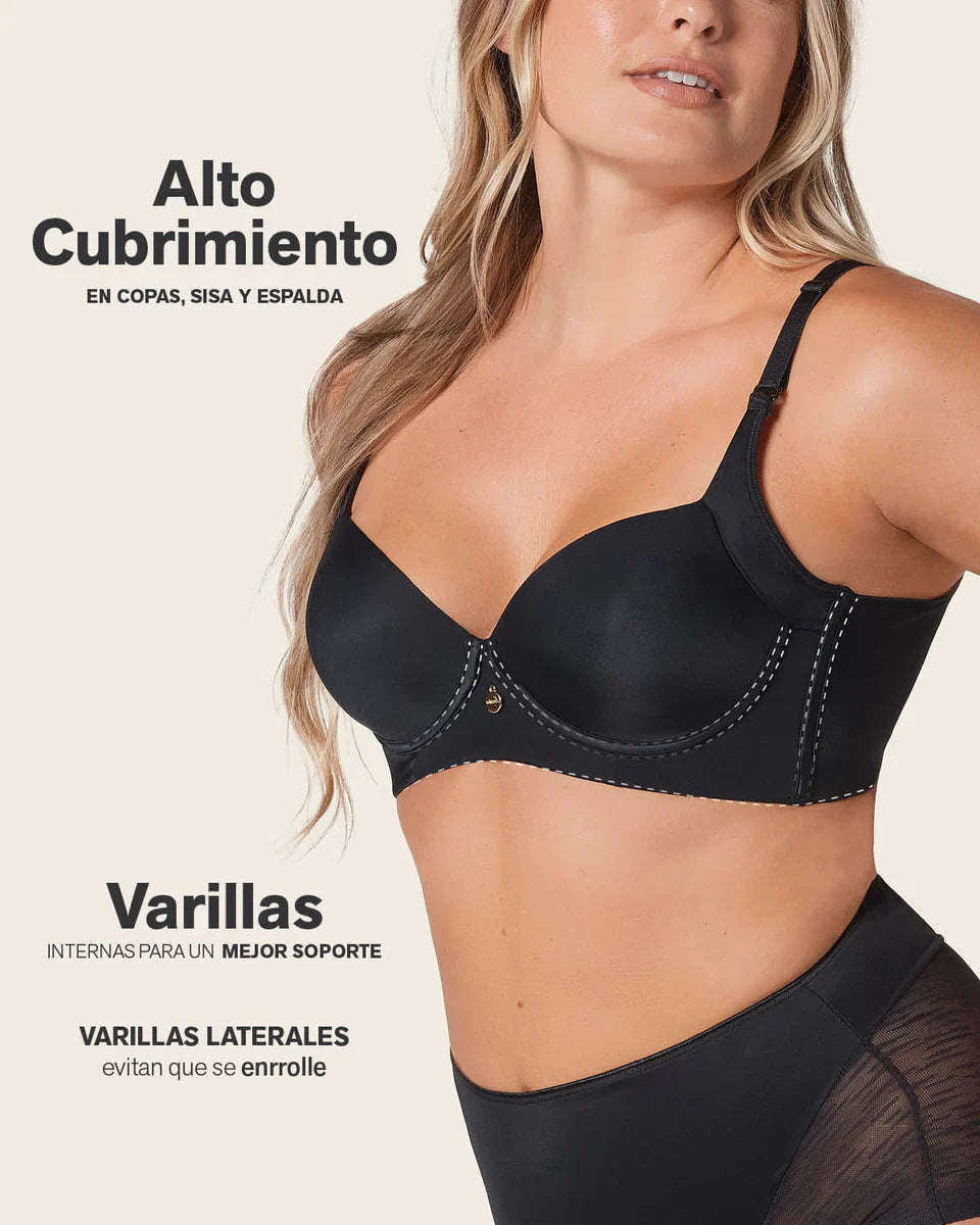 Sostén Mujer De Cubrimiento Alto En Sisa Y Espalda Cover Bra Negro