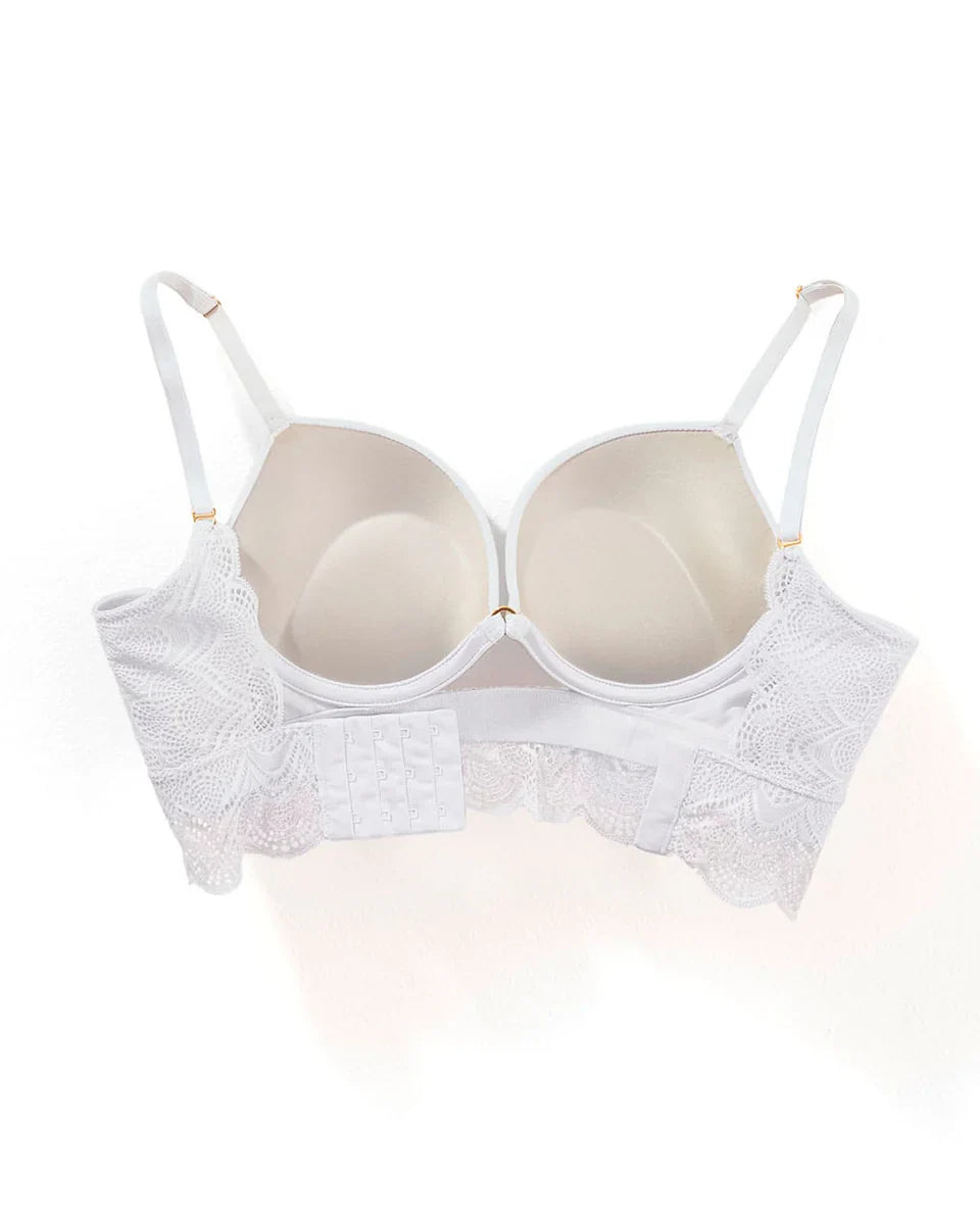 Sostén Mujer Doble Realce Con Escote Profundo En Espalda Sexy Back Blanco