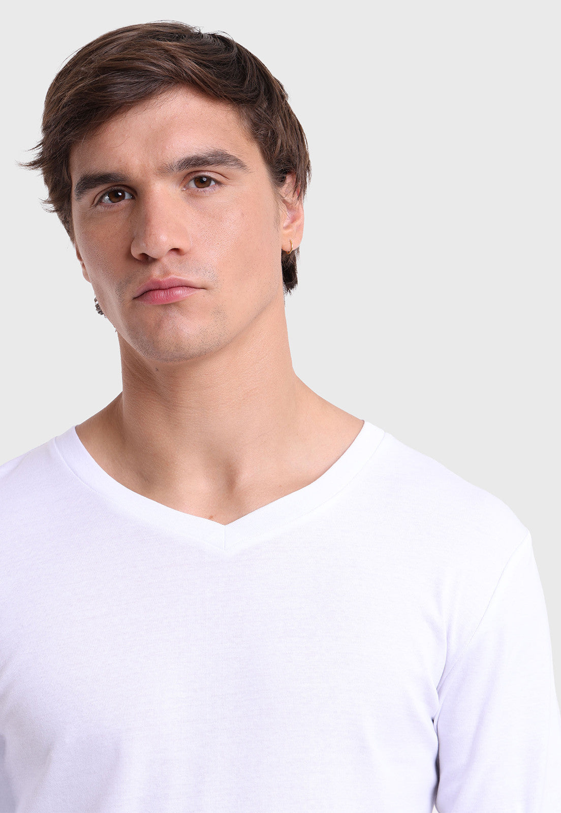 Camiseta Hombre Bipack Cuello en V Blanco