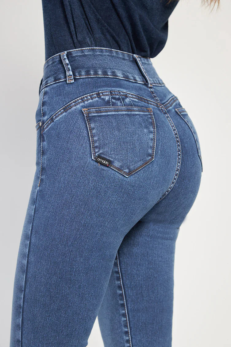 Jeans Mujer Alto Recto Push In Push Up 4742 Azul