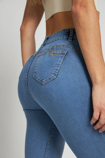 Jeans Mujer Tiro Alto Pitillo 5051 Celeste