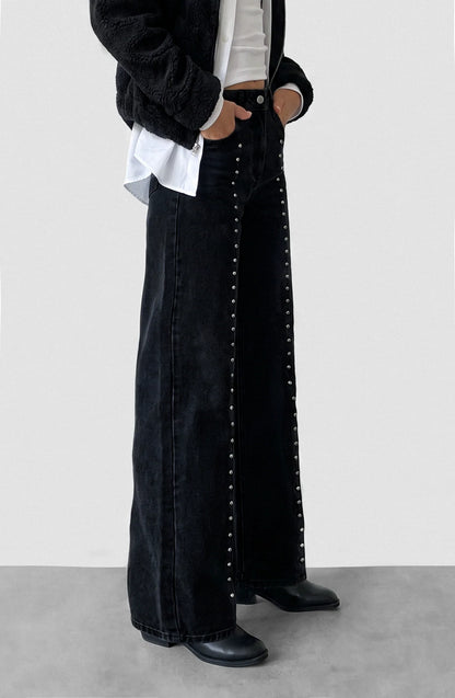 Pantalón Mujer Cortes Tachas Estrellas Grey