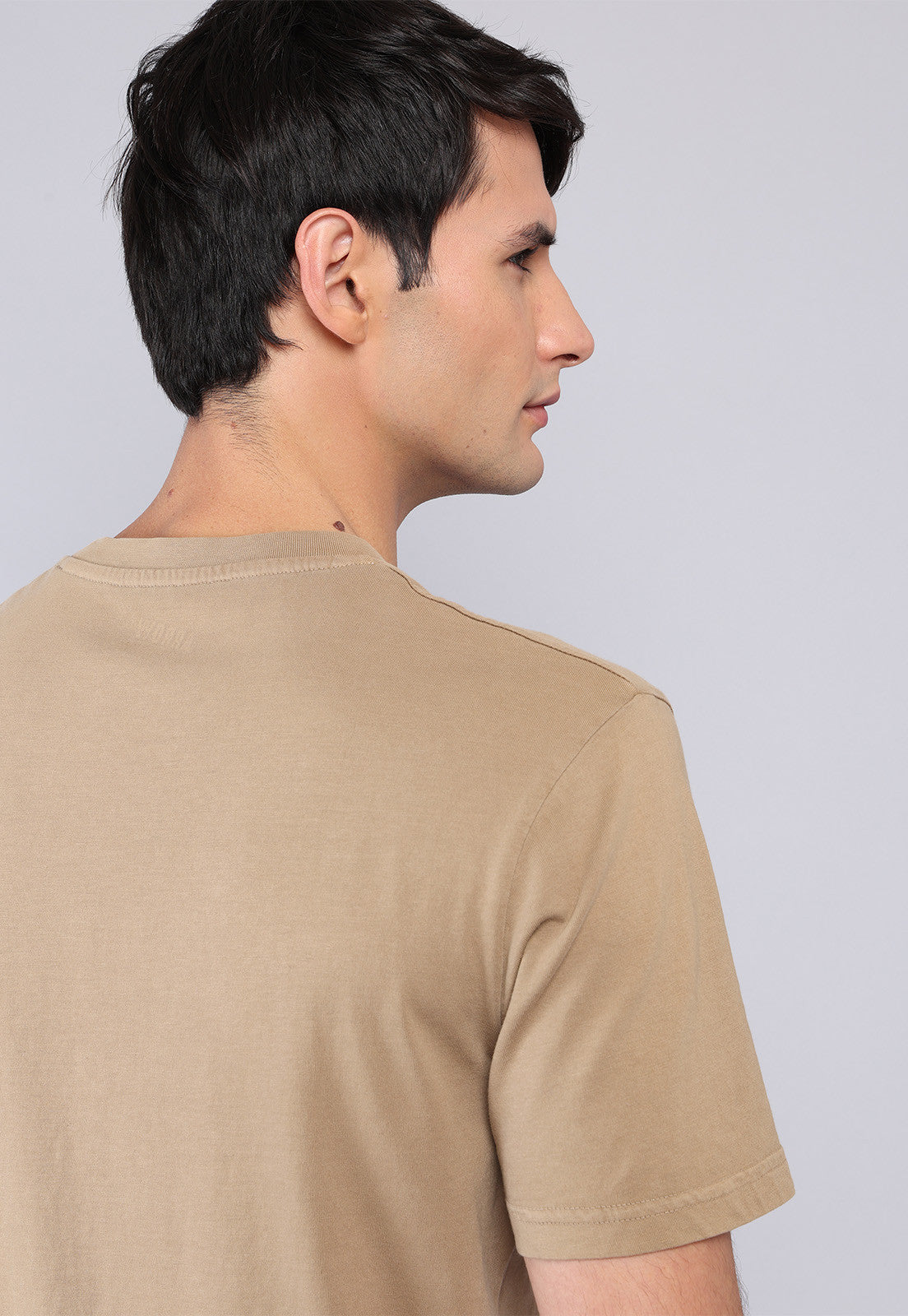 Polera Hombre Cuello Redondo Stone Wash Camel