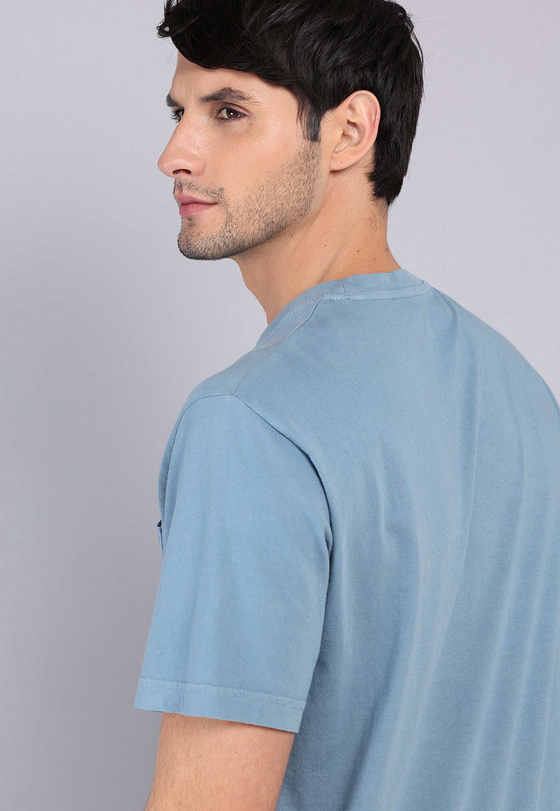 Polera Hombre Cuello Redondo Stone Wash Denim