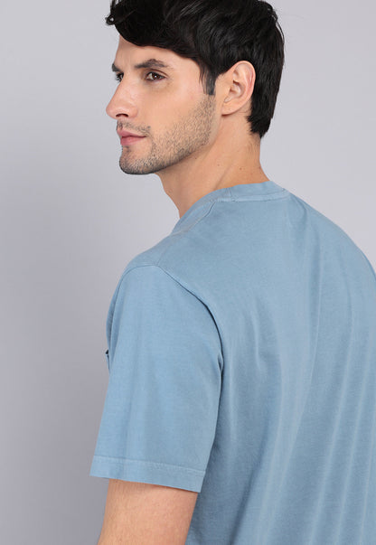 Polera Hombre Cuello Redondo Stone Wash Denim