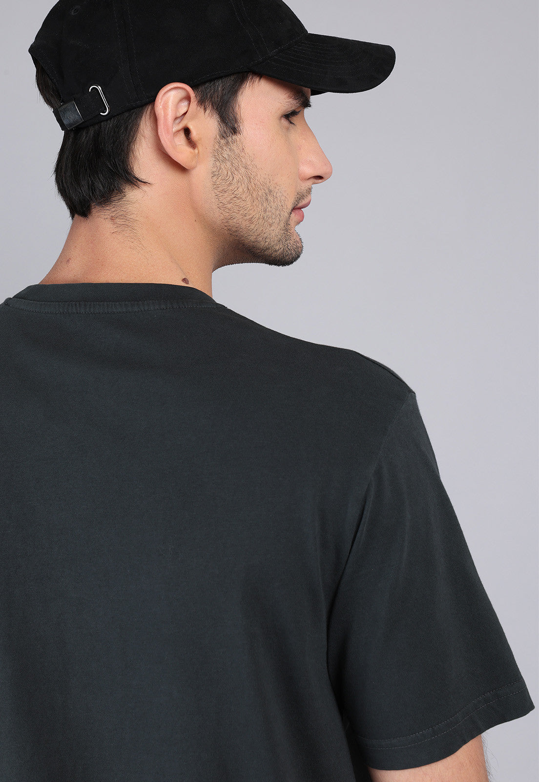 Polera Hombre Cuello Redondo Stone Wash Negra