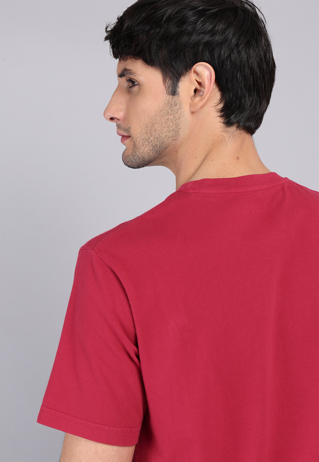 Polera Hombre Cuello Redondo Stone Wash Roja