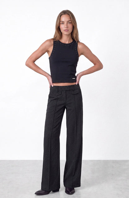 Polera Mujer Tank Tachas Black