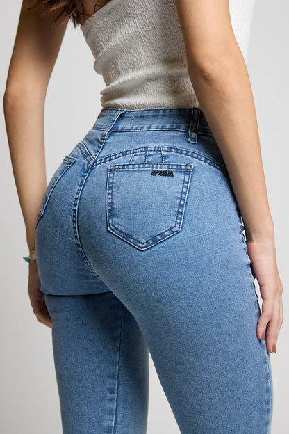 Jeans Mujer Tiro Alto Pitillo 5273 Celeste