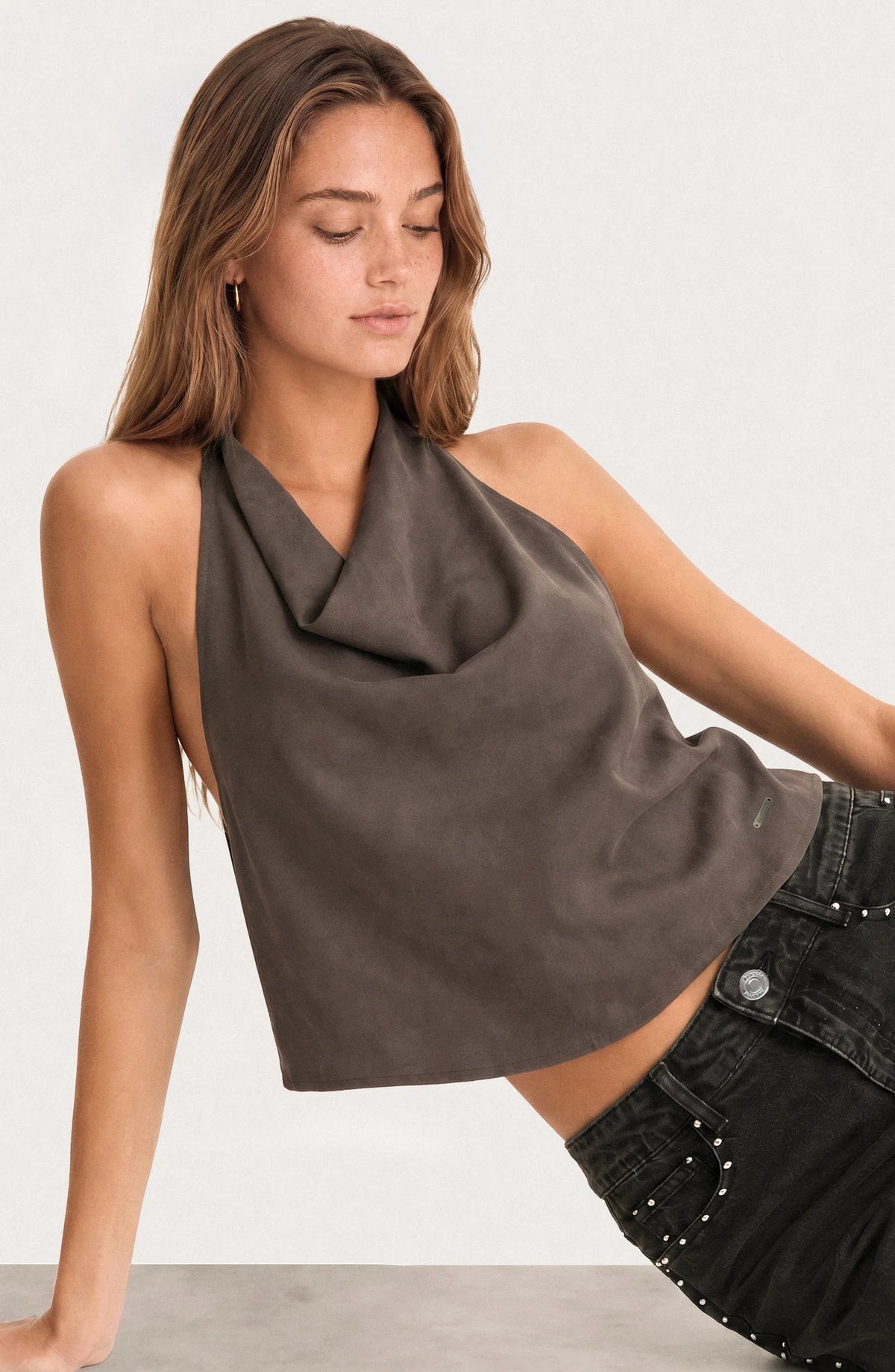 Top Mujer Halter Brown