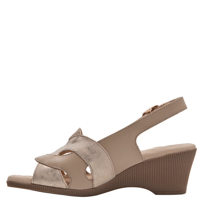 Sandalia Mujer Cuero Con Hebilla Ajustable Beige