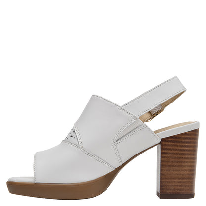 Sandalia Mujer Alta Cuero Blanco